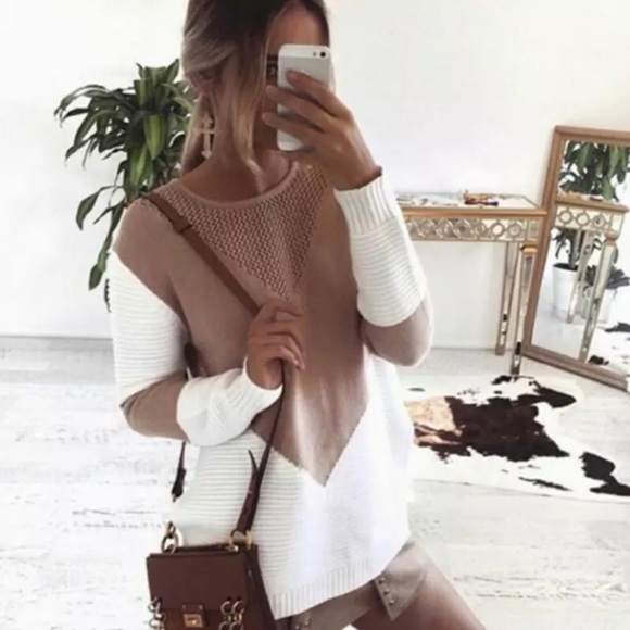 fairlygirly Sweaters - Colorblock Chevron Chunky Knit Pullover Sweater